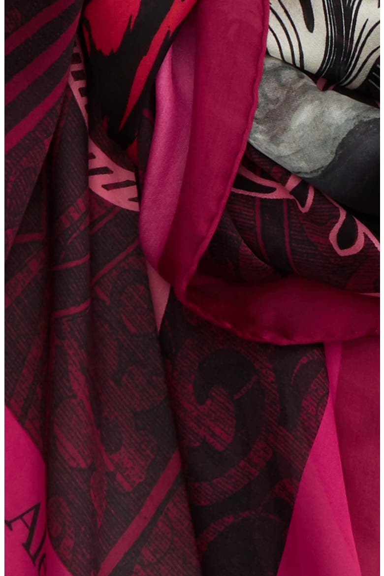 Alexander McQueen Hope & Promise Silk Scarf, Alternate, color, BORDEAUX/ PINK