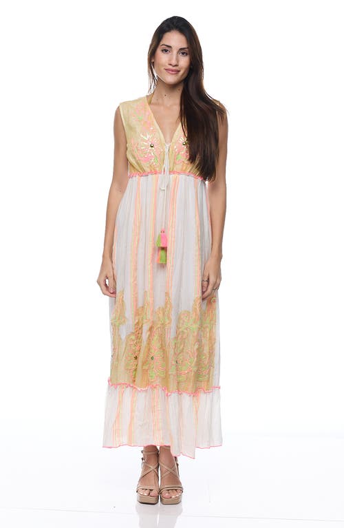 Ranee's Ranees Floral Cotton Sundress In Mustard