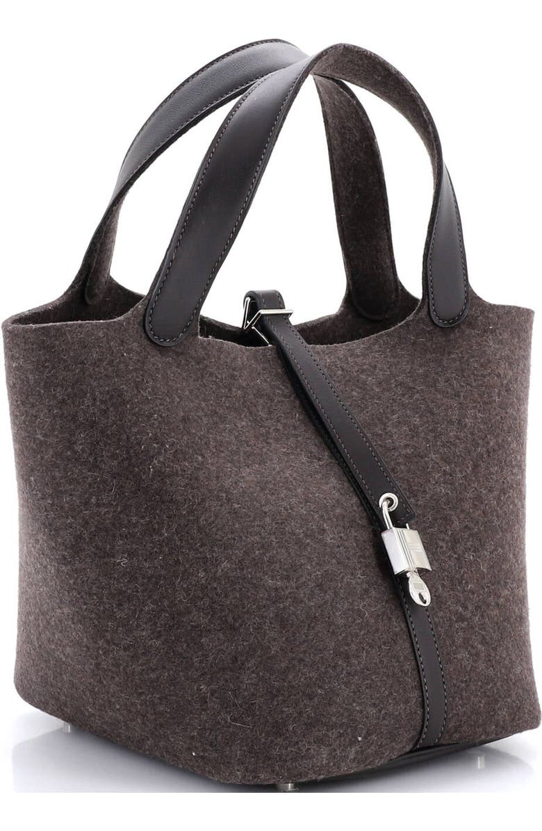 Pre-Owned Hermes Picotin Lock Bag Felt with Leather MM, Alternate, color, Ebene