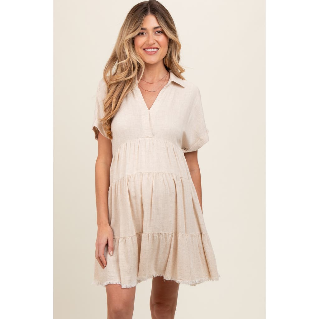 Pinkblush Tiered Linen Dress In Multi