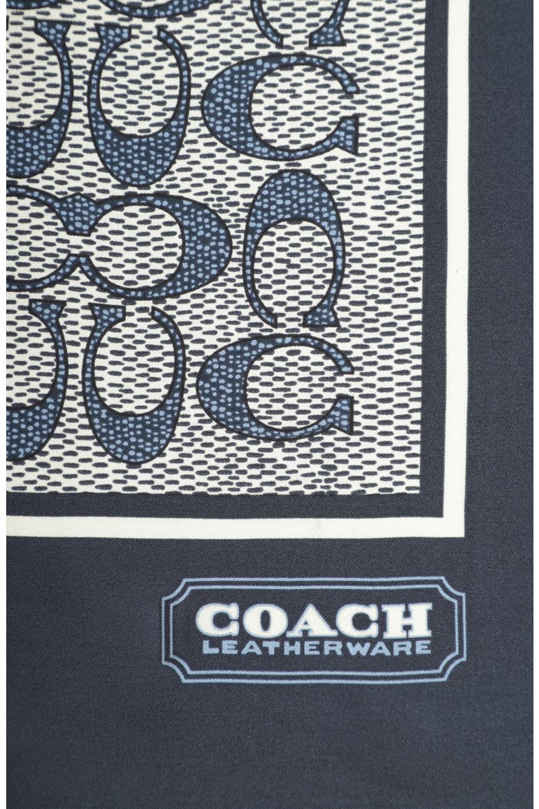 Textured Signature Logo Square Silk Scarf, Alternate, color, MIDNIGHT NAVY