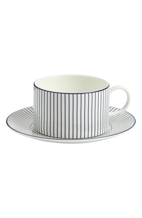 Gio Stripe Bone China Teacup & Saucer Set