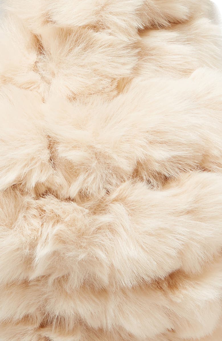 La Fiorentina Faux Fur Pompom Muffler Scarf, Alternate, color, Beige
