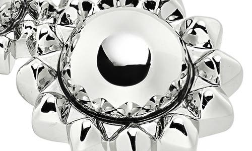 Allsaints Floral Bypass Ring In Rhodium