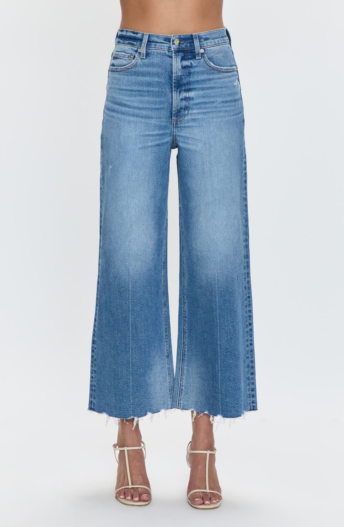 Pistola Lana Raw Hem Ankle Wide Leg Jeans