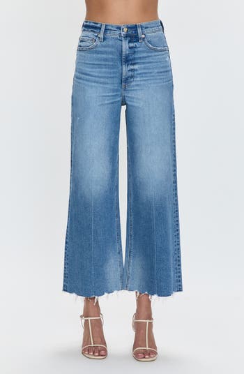 Lana Raw Hem Ankle Wide Leg Jeans
