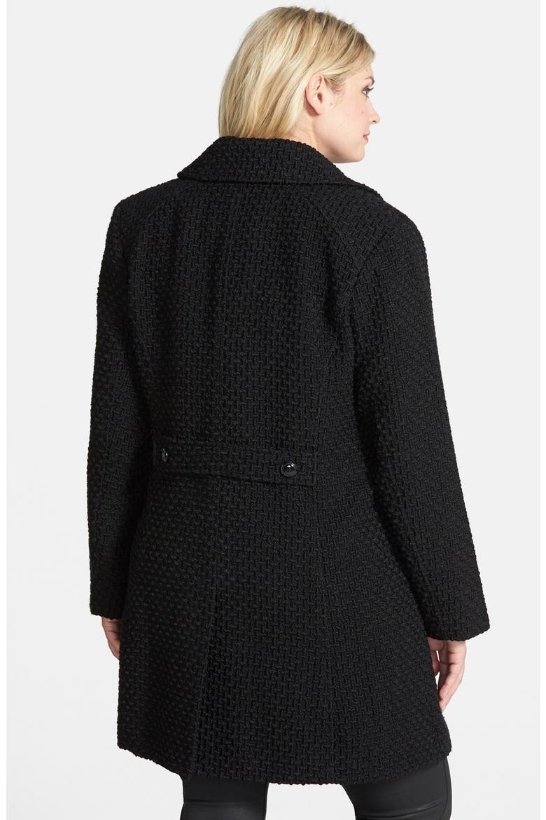 Basket Weave Walking Coat, Alternate, color, BLACK