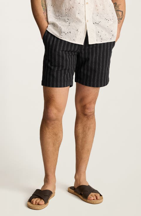 Nomad Stripe Drawstring Cotton & Linen Shorts