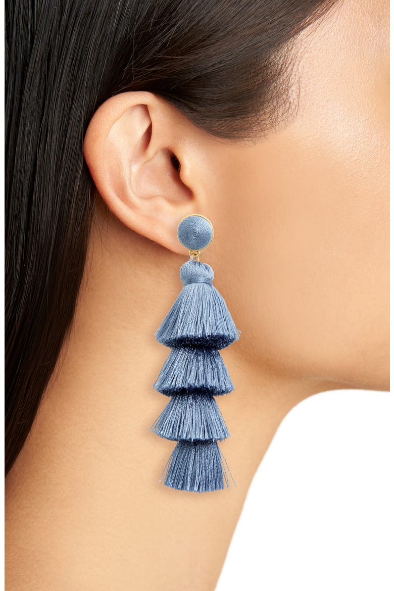 Gabriela Fringe Earrings, Alternate, color, BLUE
