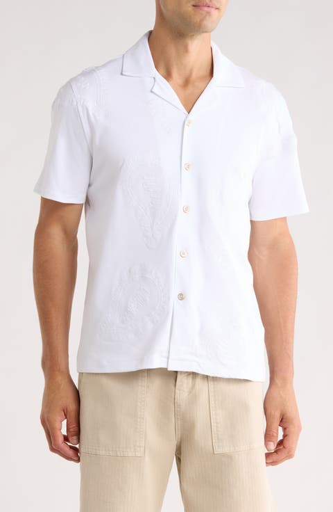 Paisley Embroidered Camp Shirt