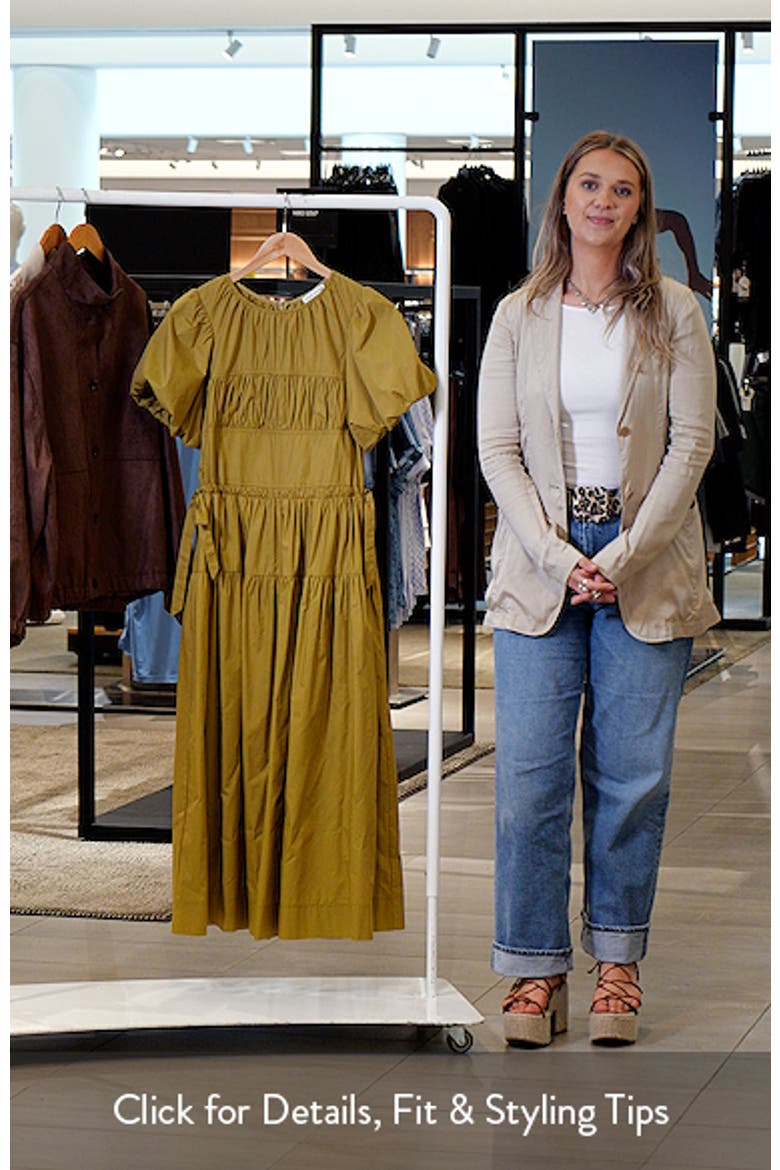 Smocked Puff Sleeve Midi Dress video