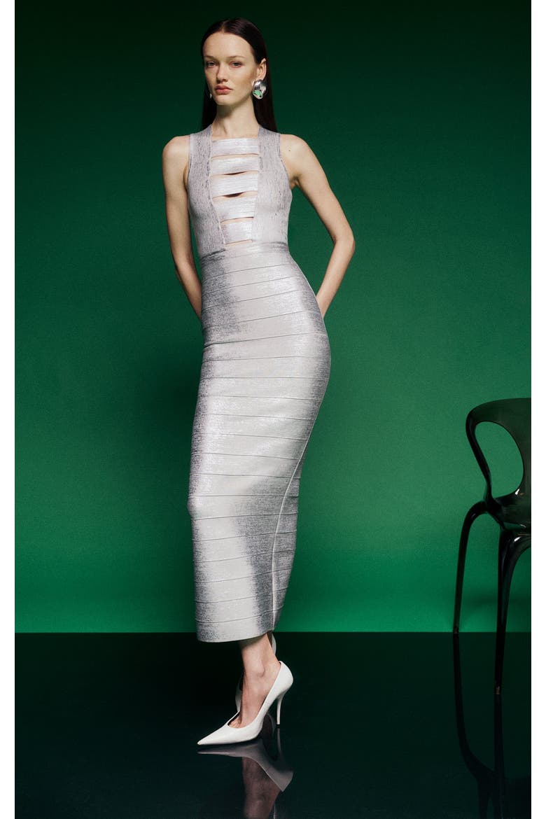The Metallic Bailey Gown, Main, color, SILVER FOIL