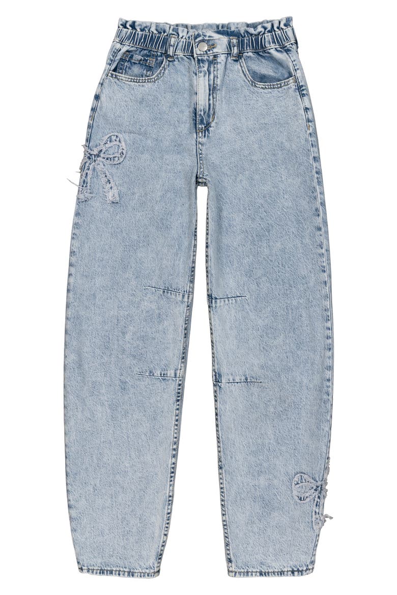 Kids' Raya Bow High Waist Balloon Jeans, Main, color, BLEACH WASH