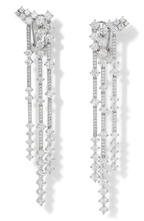 Nadri Cassi Cubic Zirconia Fringe Cluster Statement Earrings In Silver