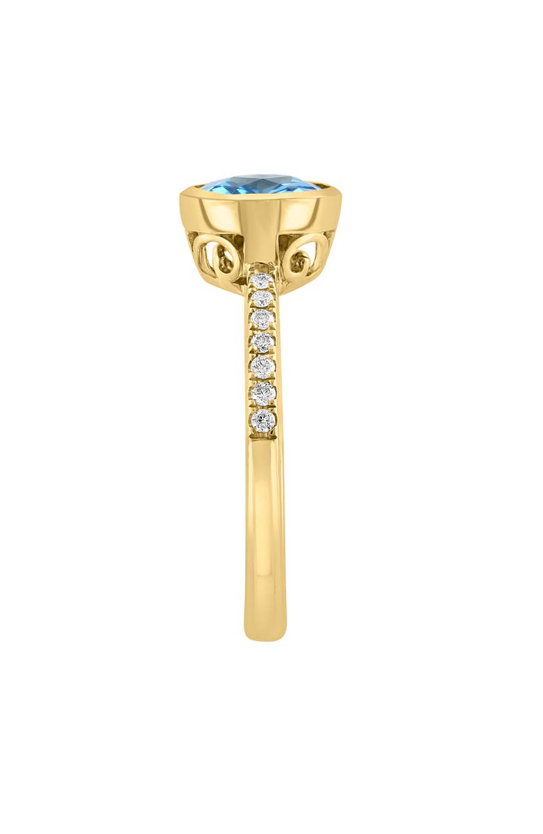 14K Yellow Gold Diamond & Blue Topaz Ring