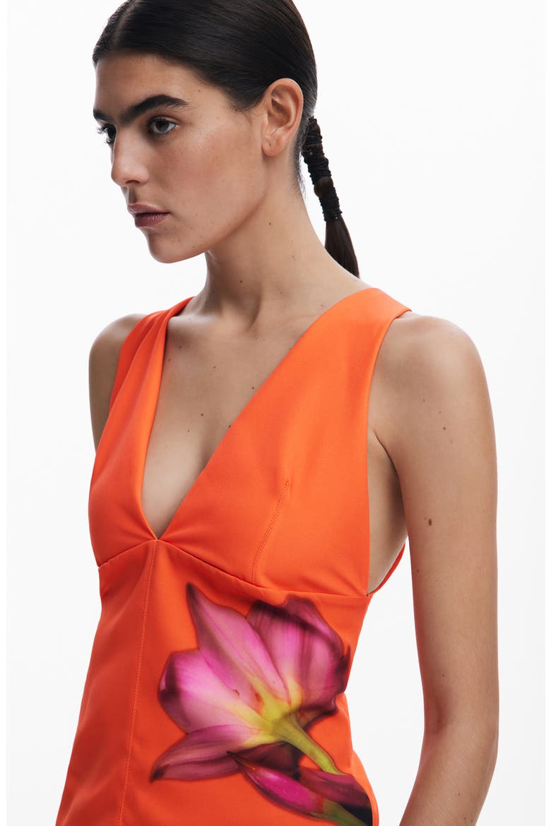 Floral Deep V-Neck Tank, Alternate, color, ORANGE