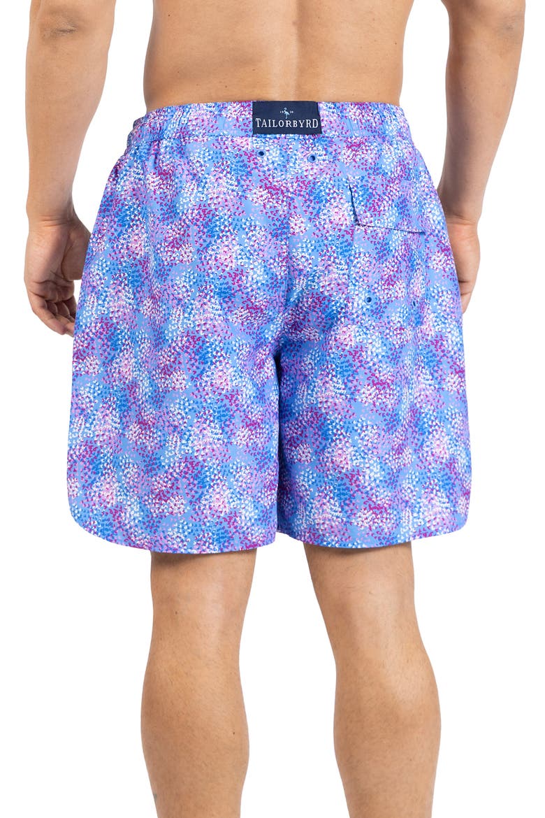 Brushstroke Print Swim Trunks, Alternate, color, CORNFLOWER BLUE