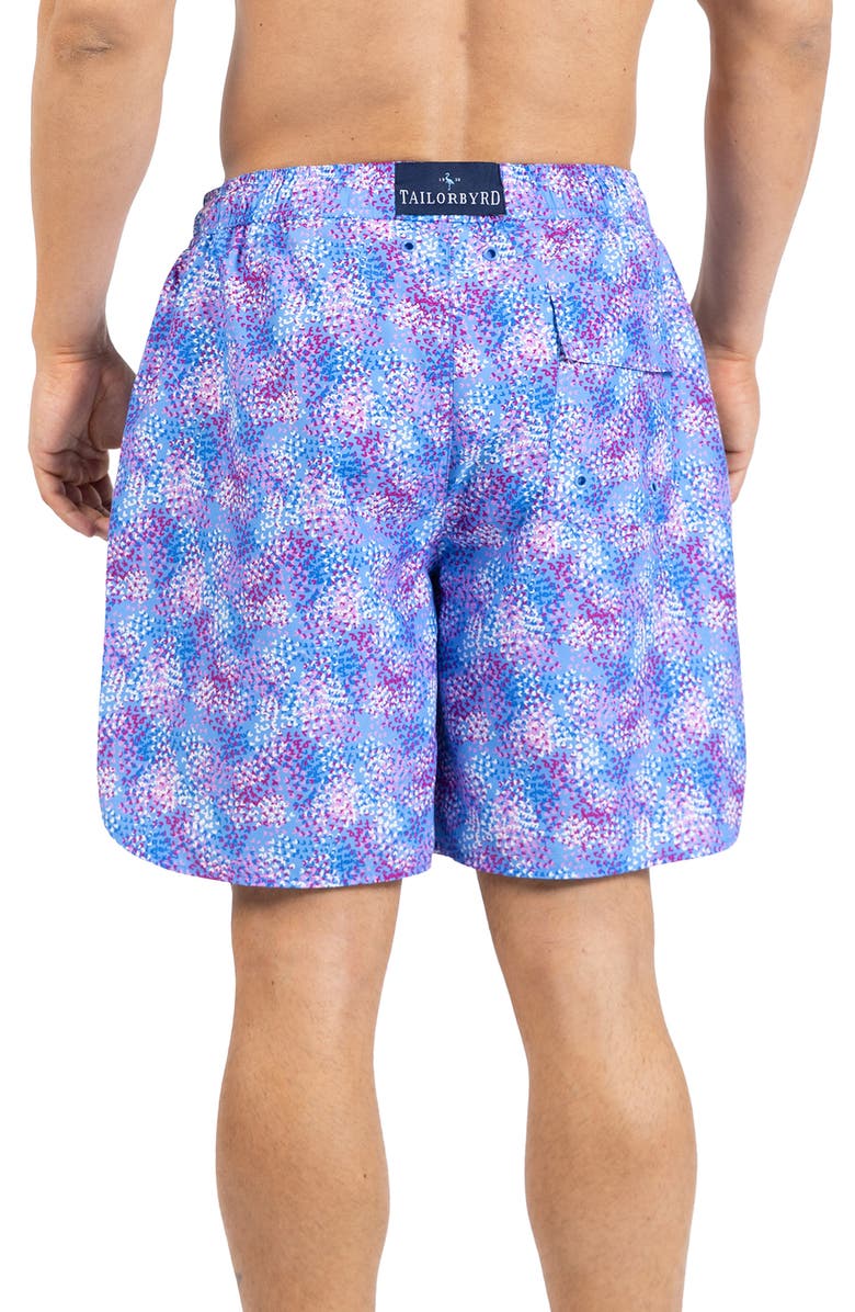 TailorByrd Brushstroke Print Swim Trunks, Alternate, color, Cornflower Blue