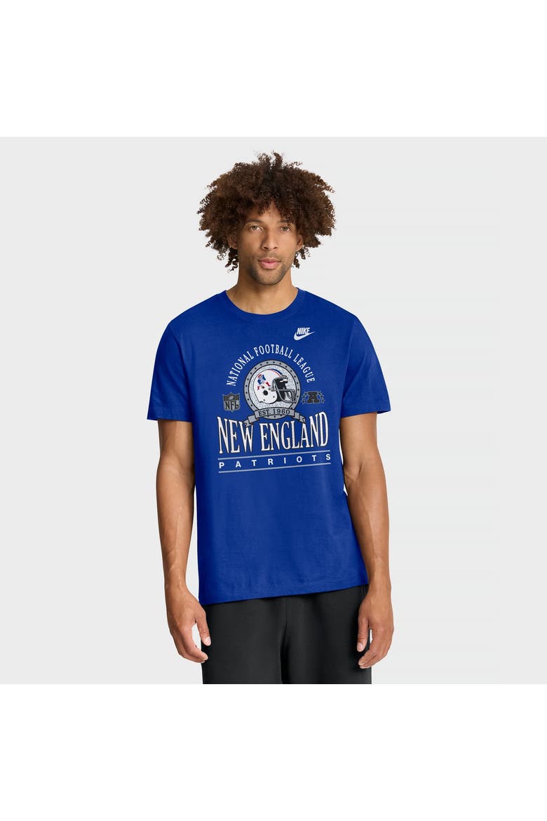 Men's Nike Royal New England Patriots Rewind Team Spirit Essential Cotton T-Shirt, Main, color, Royal