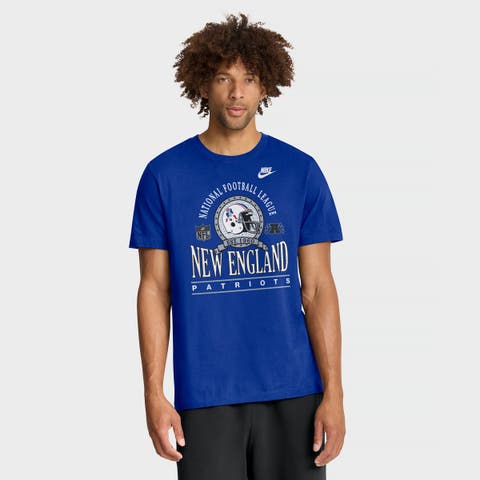 Men's Nike Royal New England Patriots Rewind Team Spirit Essential Cotton T-Shirt