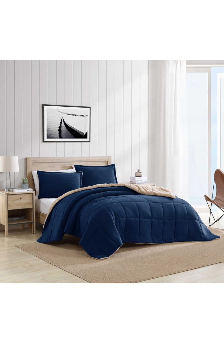 Nautica Beckett Reversible Comforter & Sham Set, Alternate, color, Navy