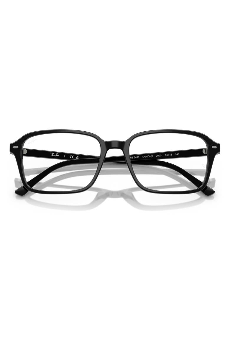 Ray-Ban 56mm Square Optical Glasses, Alternate, color, Black
