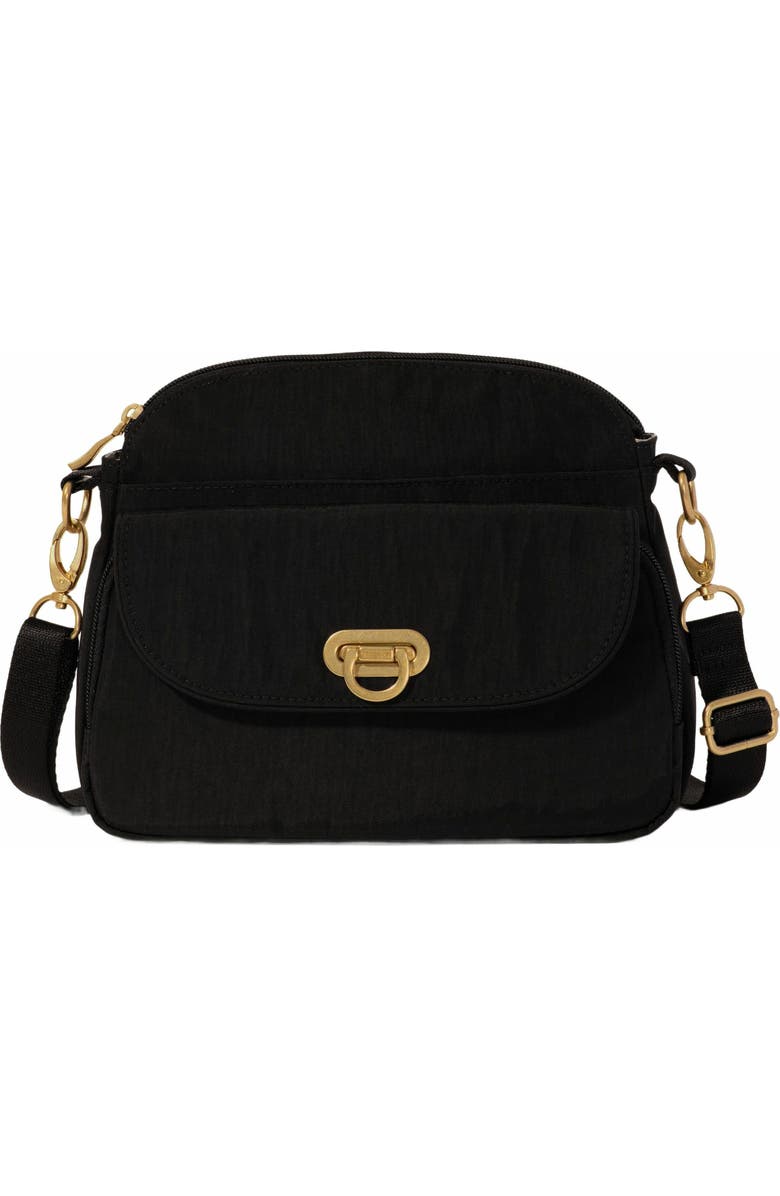 BAGGALLINI Coastal Flip Lock Crossbody Bag, Main, color, Black With Gold Hardware
