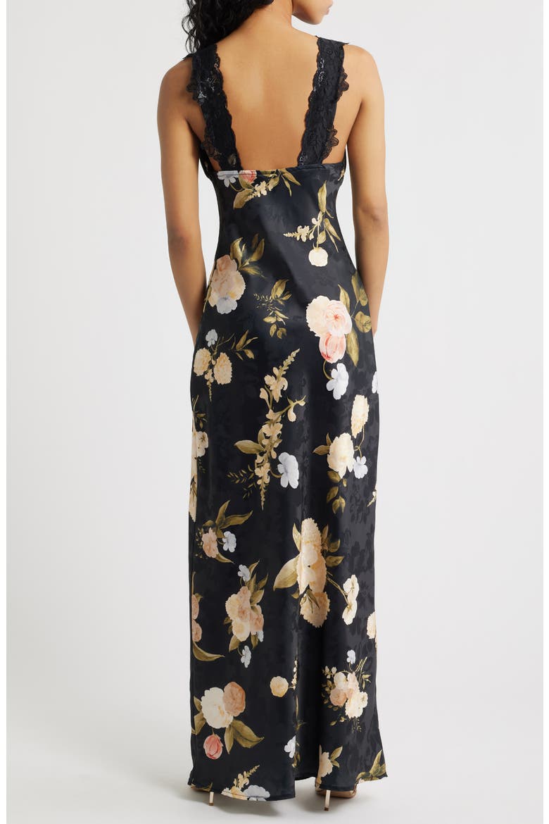 Judith Floral Jacquard Satin Slipdress, Alternate, color, BLACK FLORAL