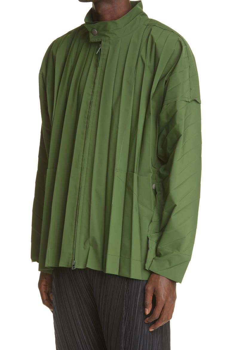 Edge Water Repellent Pleated Coat, Alternate, color, GREEN/ TEAL GREEN