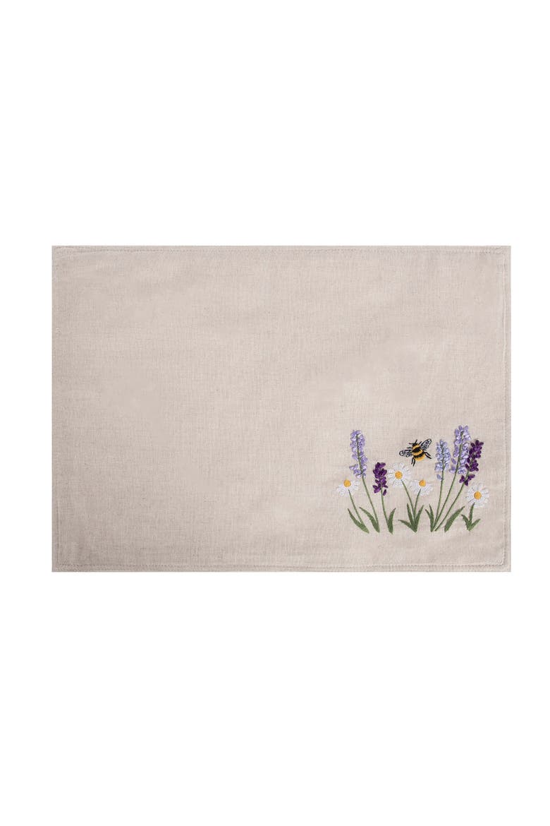 Lavender & Bee Garden 100% Cotton Set of 6 Placemats 14" x 20", Alternate, color, Yellow