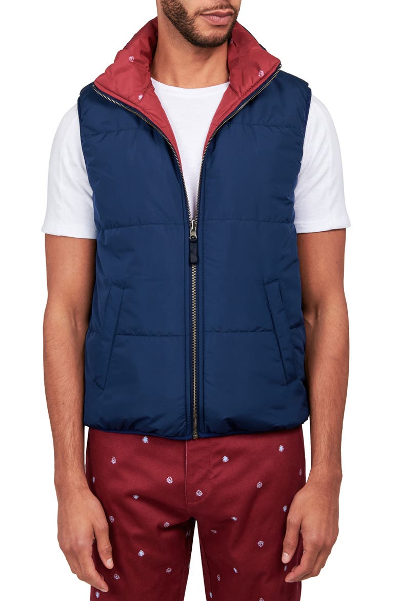 Reversible Puffer Vest, Main, color, NAVY