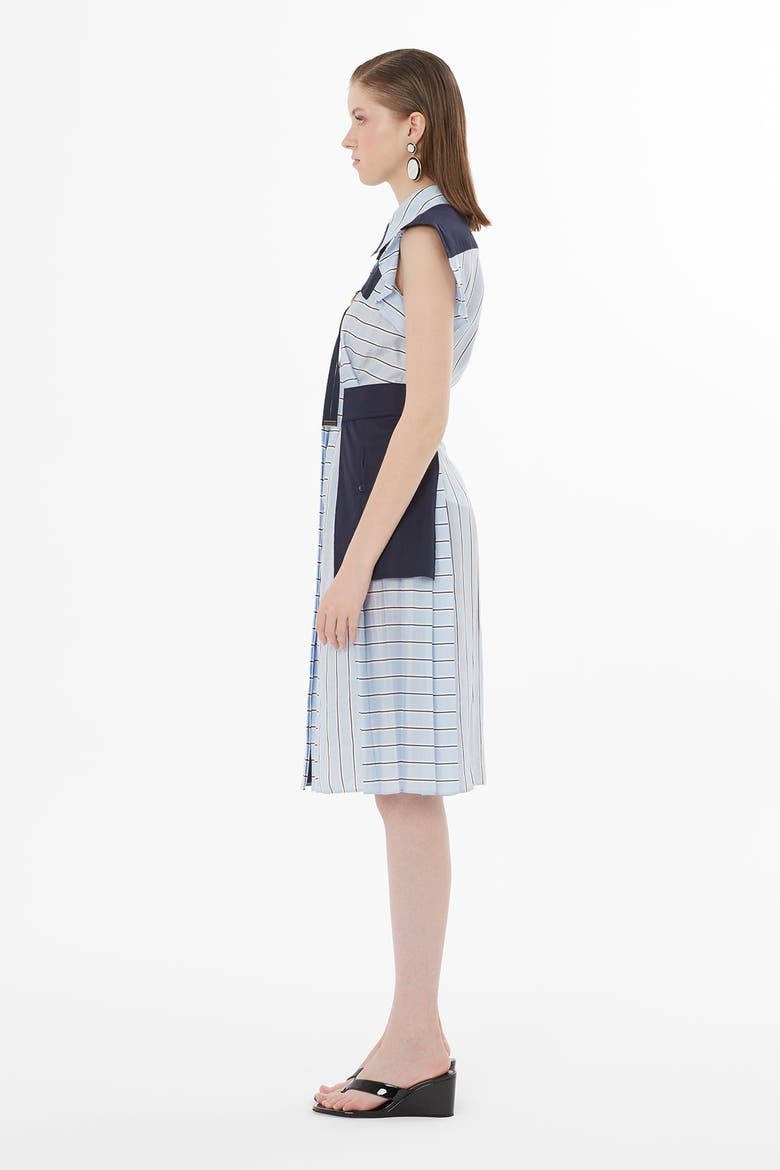 Blue Buckle Detail Unlined Dress, Alternate, color, Blue