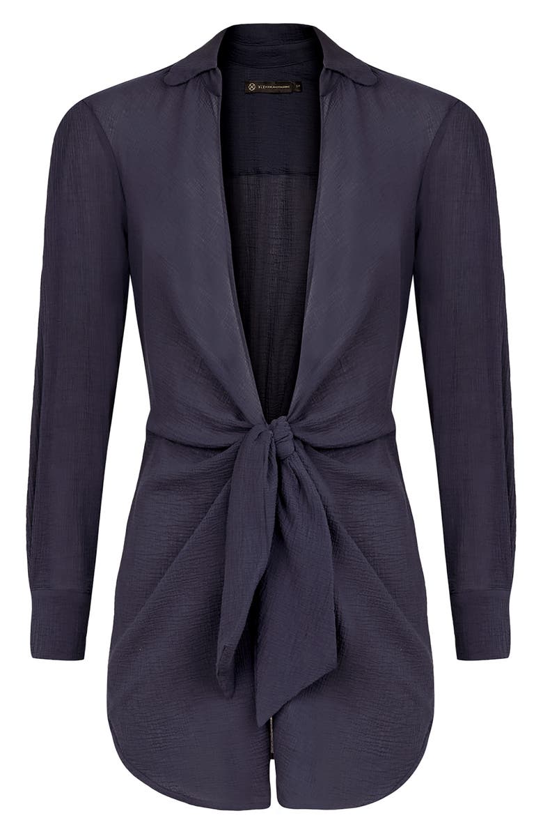 ViX Paula Hermanny Juliete Long Sleeve Cotton Cover-Up Dress, Alternate, color, Blue