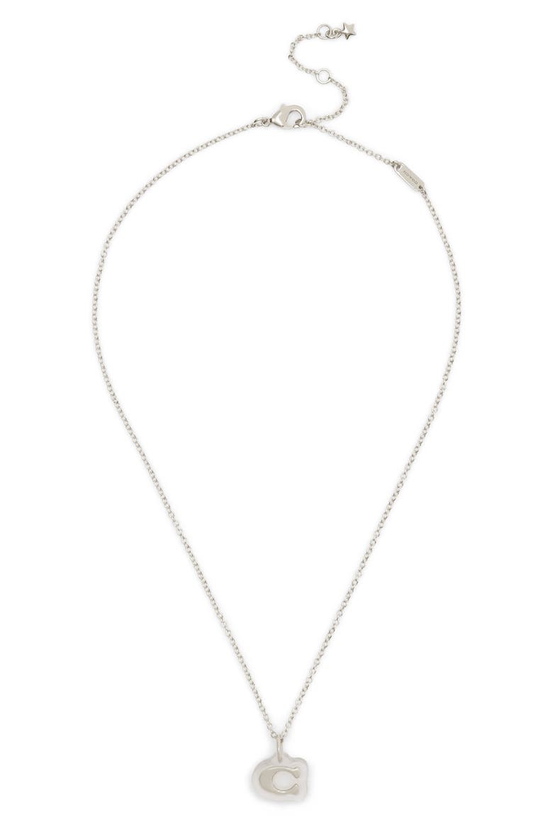 Logo Pendant Necklace, Alternate, color, RHODIUM