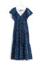 Shibori Tie Back Tiered Cotton Midi Dress