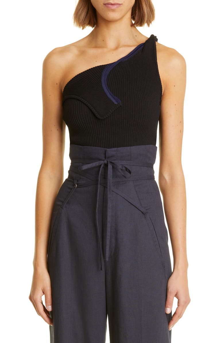 Jacquemus La Maille Aceno One-Shoulder Tank Top, Main, color,