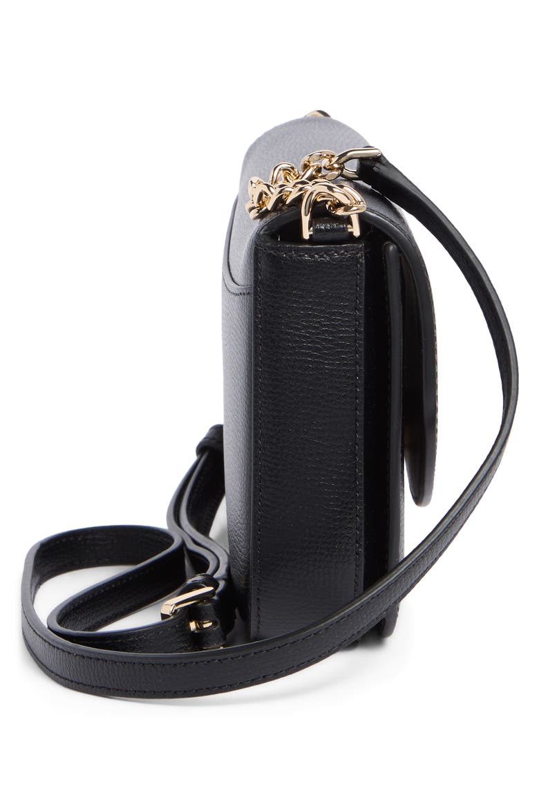 Kristi Refined Grain Leather Wallet on a Strap, Alternate, color, BLACK
