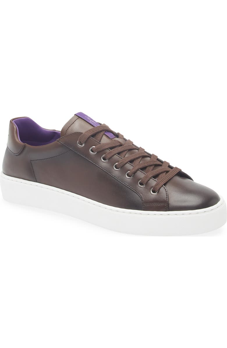 Ralph Lauren Purple Label Severn Calfskin Leather Sneaker, Main, color, Luggage Brown