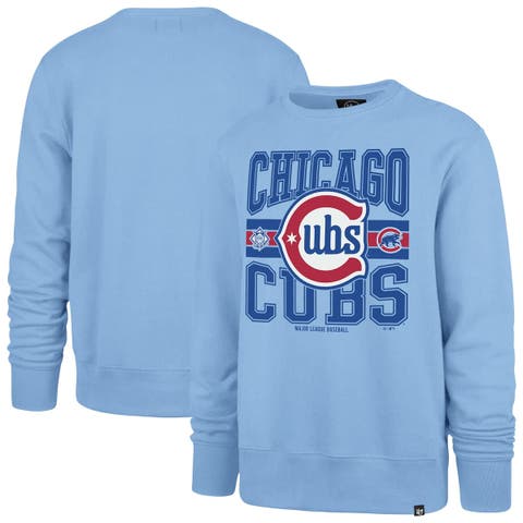 Men's '47 Light Blue Chicago Cubs Letters Headline Pullover Sweatshirt