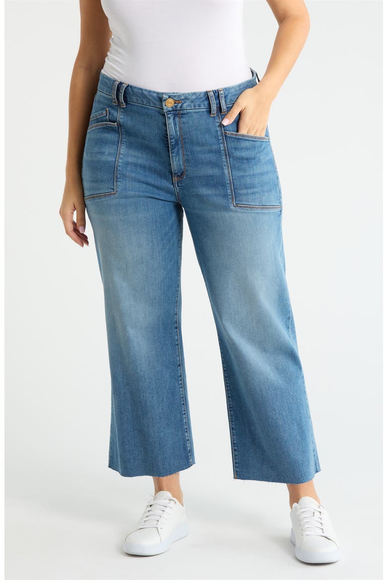 Meg Raw Hem High Waist Ankle Wide Leg Jeans, Main, color, EARN