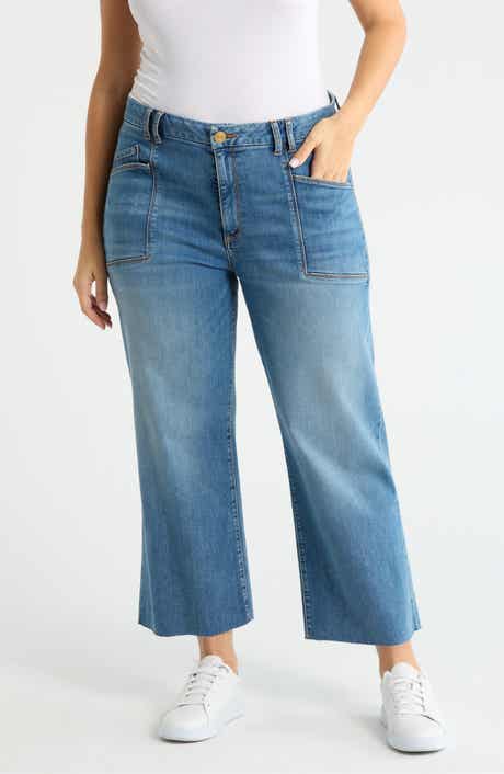 Meg Raw Hem High Waist Ankle Wide Leg Jeans