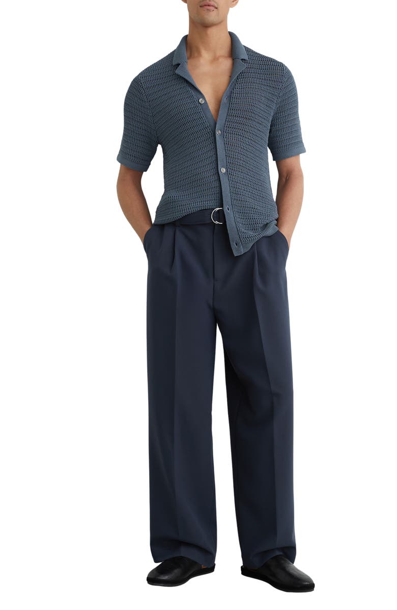 Reiss Buzzard Short sleeve Cardigan, Alternate, color, Airforce Blue