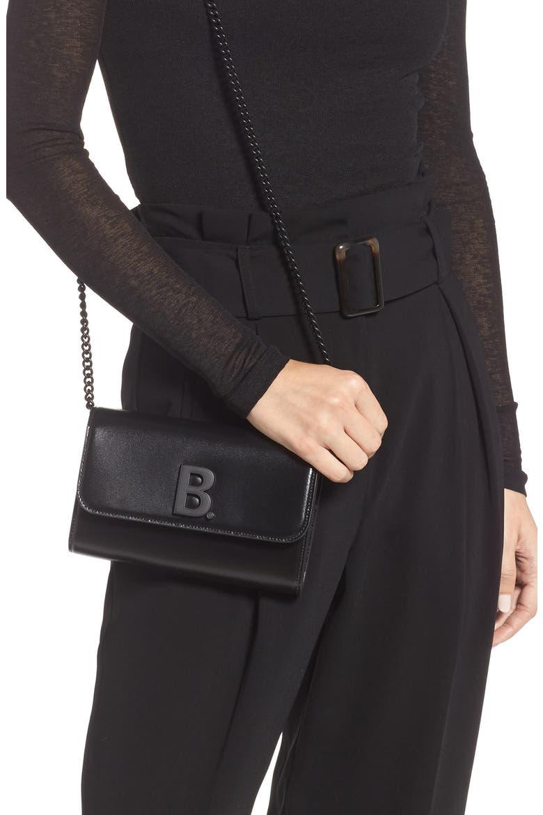 Leather Wallet on a Chain, Alternate, color, BLACK