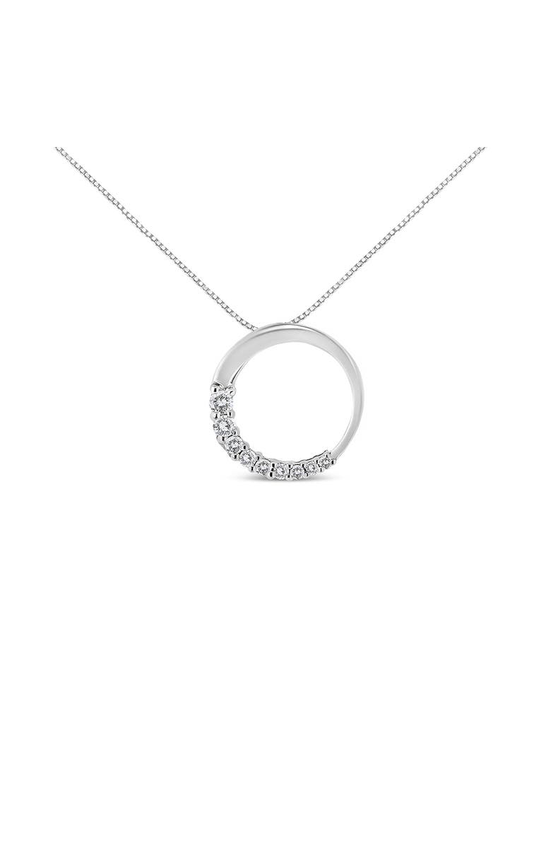 Haus of Brilliance 14K Gold 1/4 Cttw Graduating Diamond Open Circle Hoop 18" Pendant Necklace, Main, color,