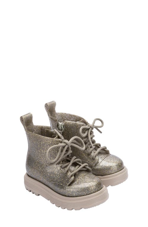 Mini Melissa Kids' Coturno Combat Boot in Beige/Golden Glitter  product
