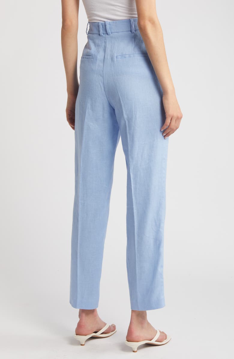 MANGO Straight Leg Linen Pants, Alternate, color, Pastel Blue