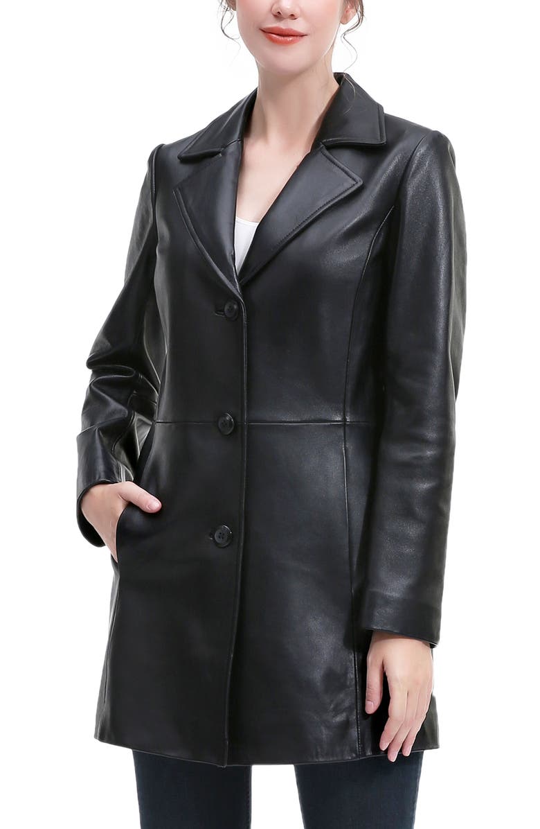 Kimi & Kai Women's Rylee Leather Walking Coat, Alternate, color, Black