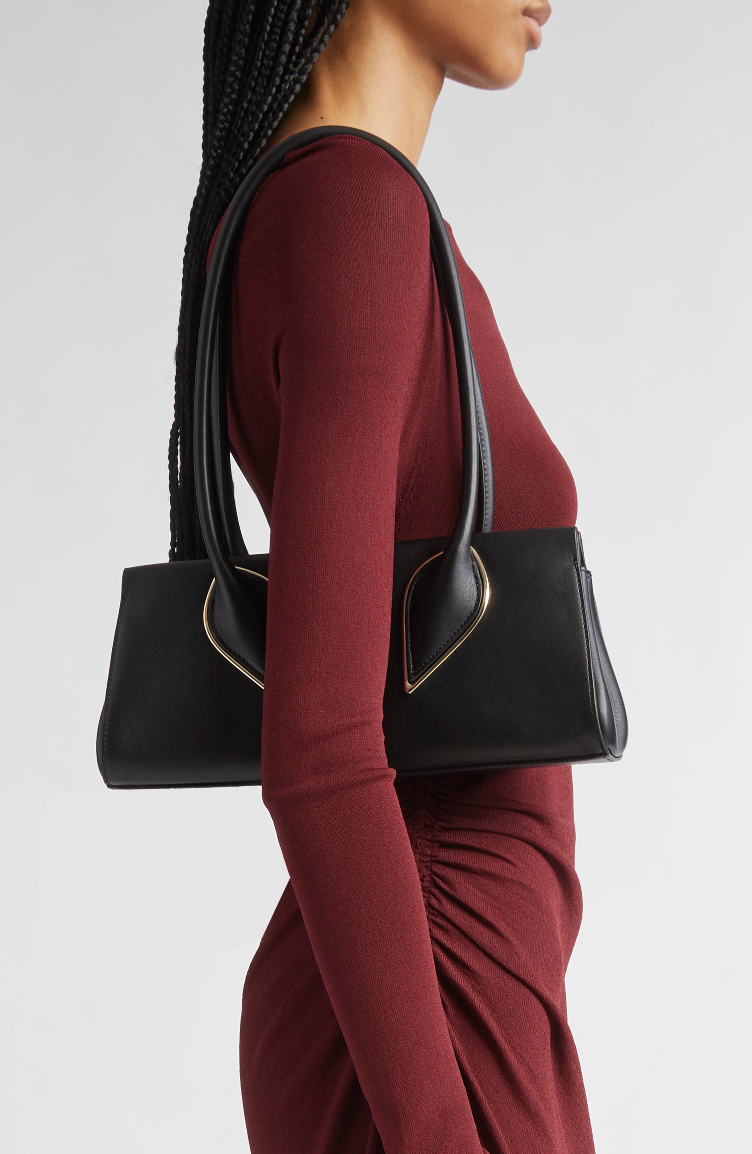 Christian Louboutin Calfskin Baguette Handbag, Alternate, color, Black