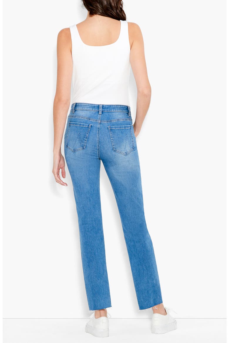 High Waist Raw Hem Ankle Straight Leg Jeans, Alternate, color, HORIZON