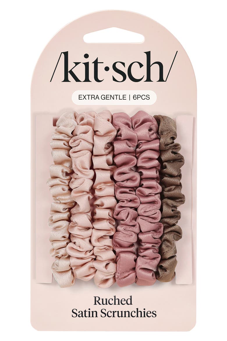 Satin Ultra Petite 6-Pack Scrunchies, Alternate, color, TERRACCOTA